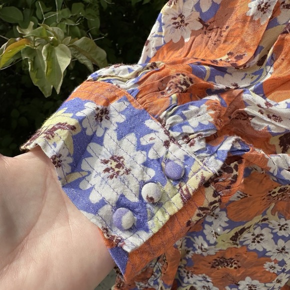 NEW FREE PEOPLE SUGAR‎ CRUSH FLORAL DROP WAIST BABYDOLL MINI DRESS SZ Medium - Picture 5 of 10